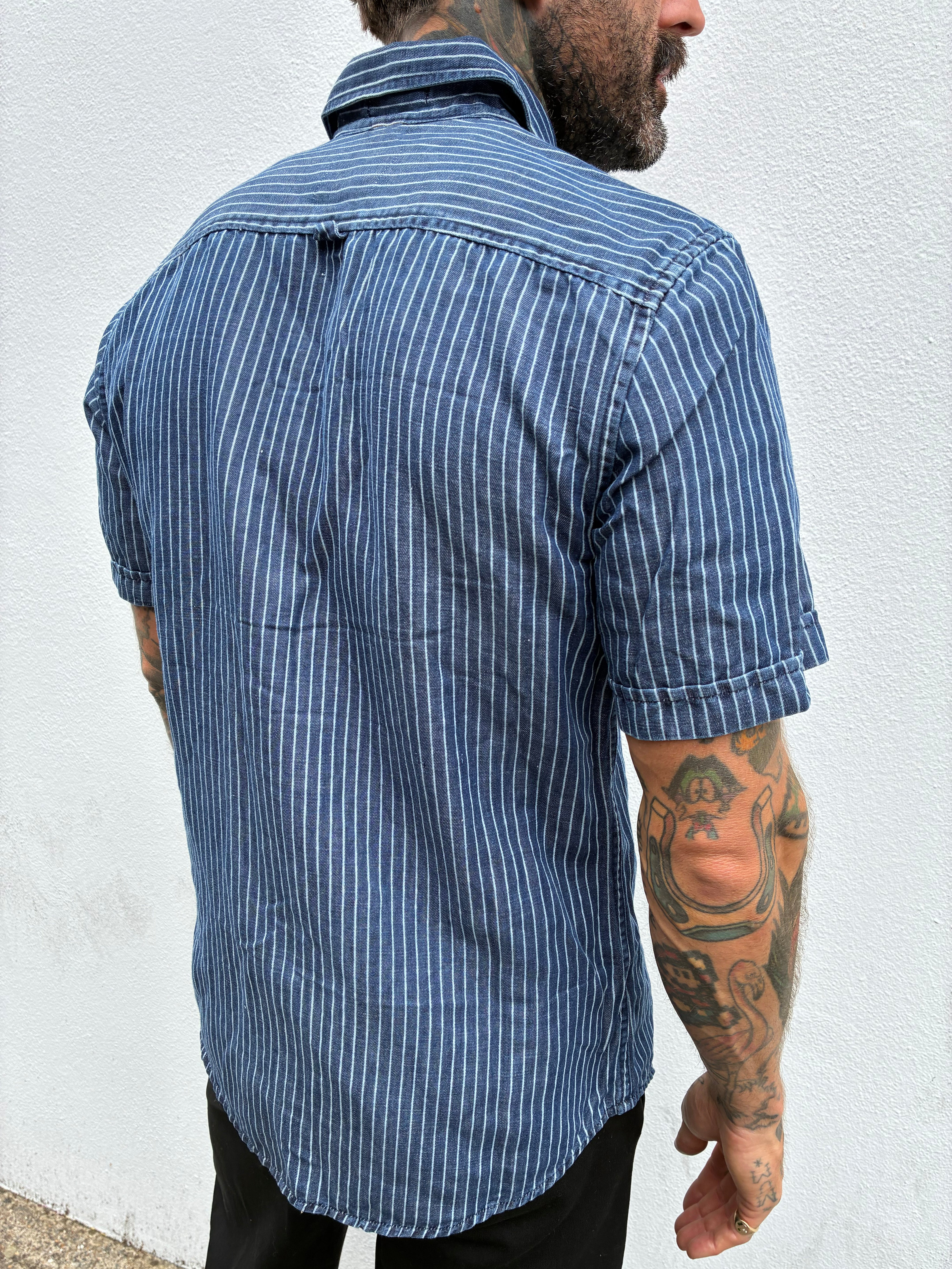 Supply Pocket Shirt Short Sleeve - Indigo Stripe