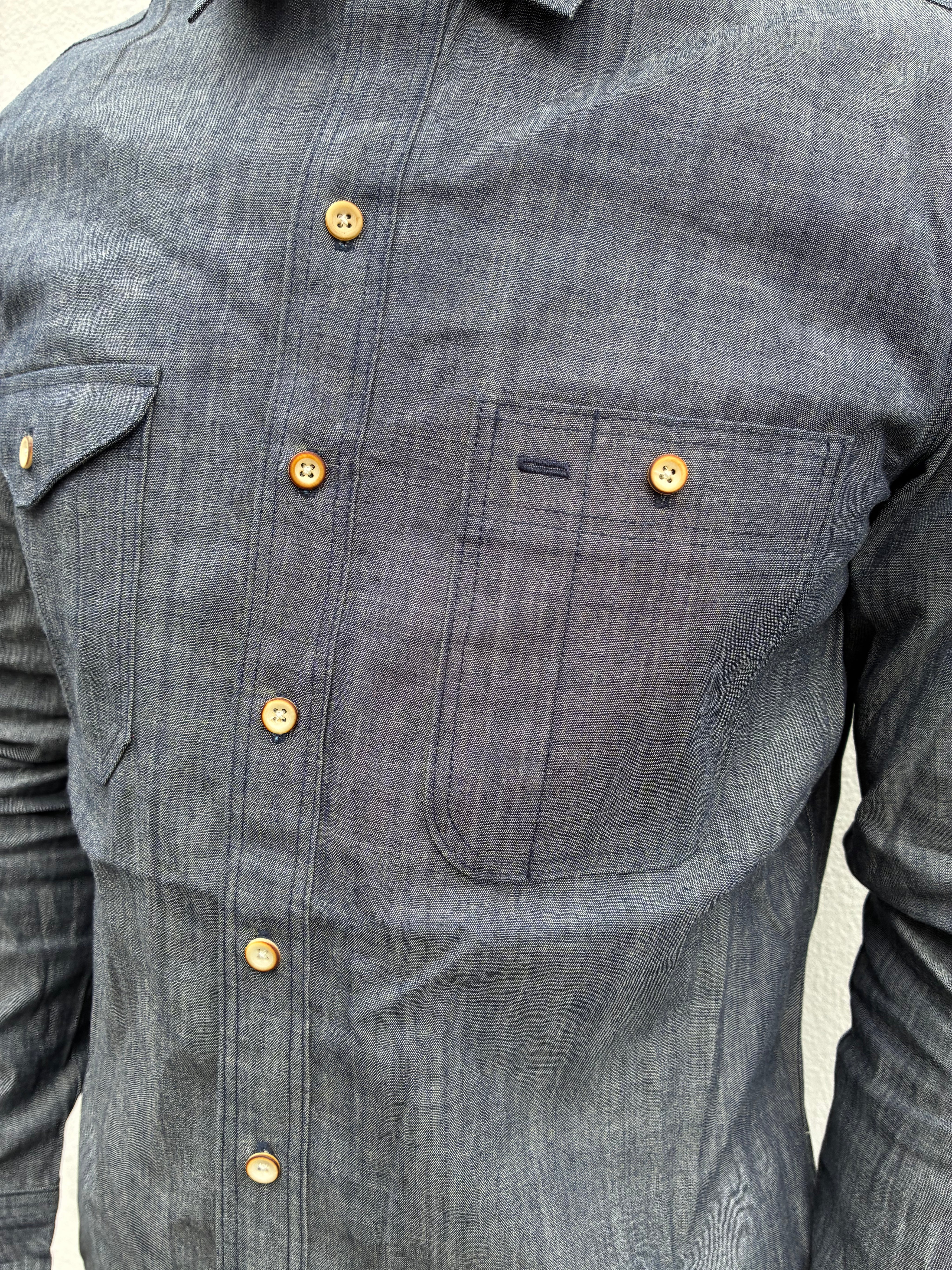 Assorted Pocket Shirt- Indigo Chambray