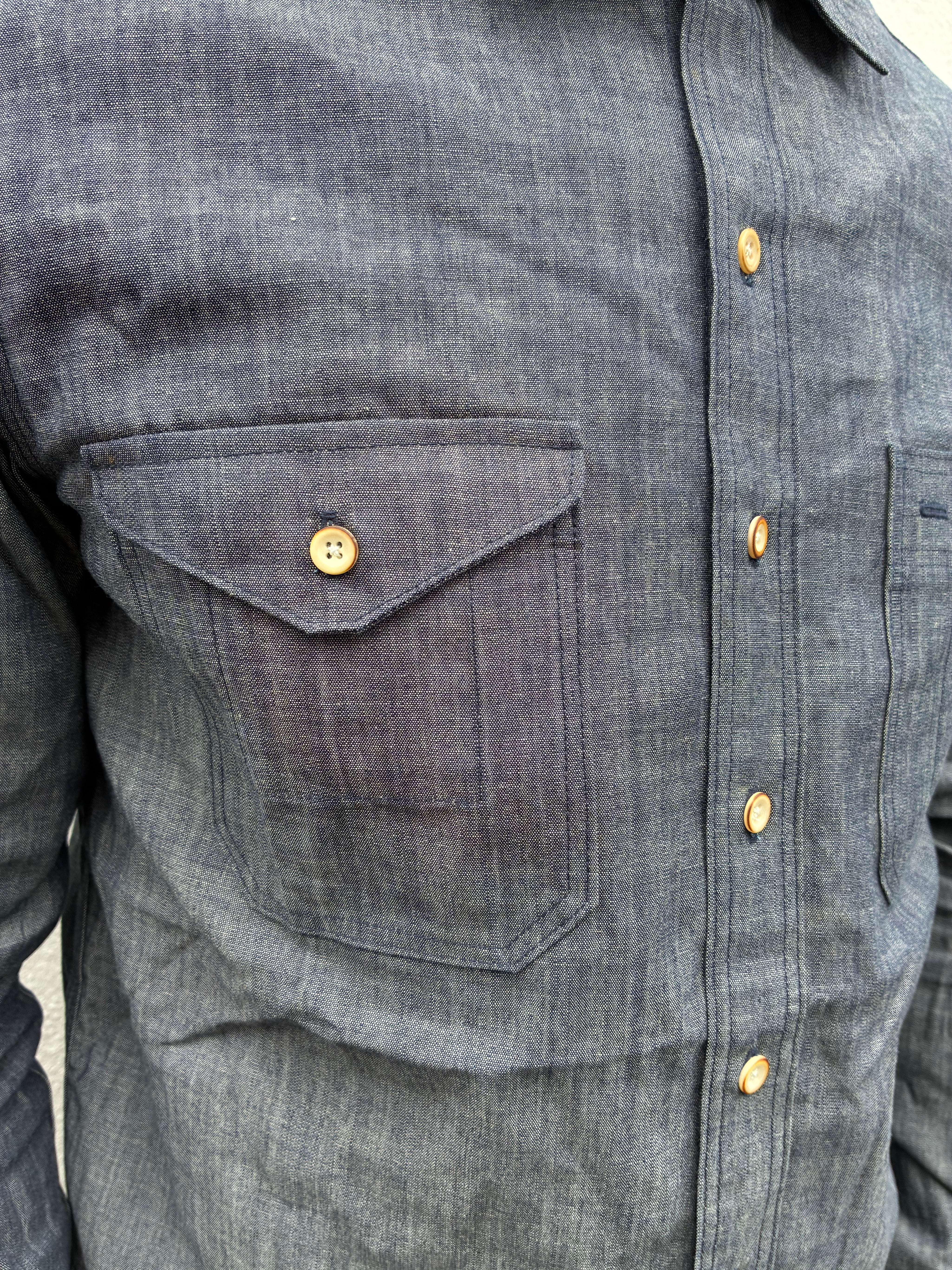 Assorted Pocket Shirt- Indigo Chambray