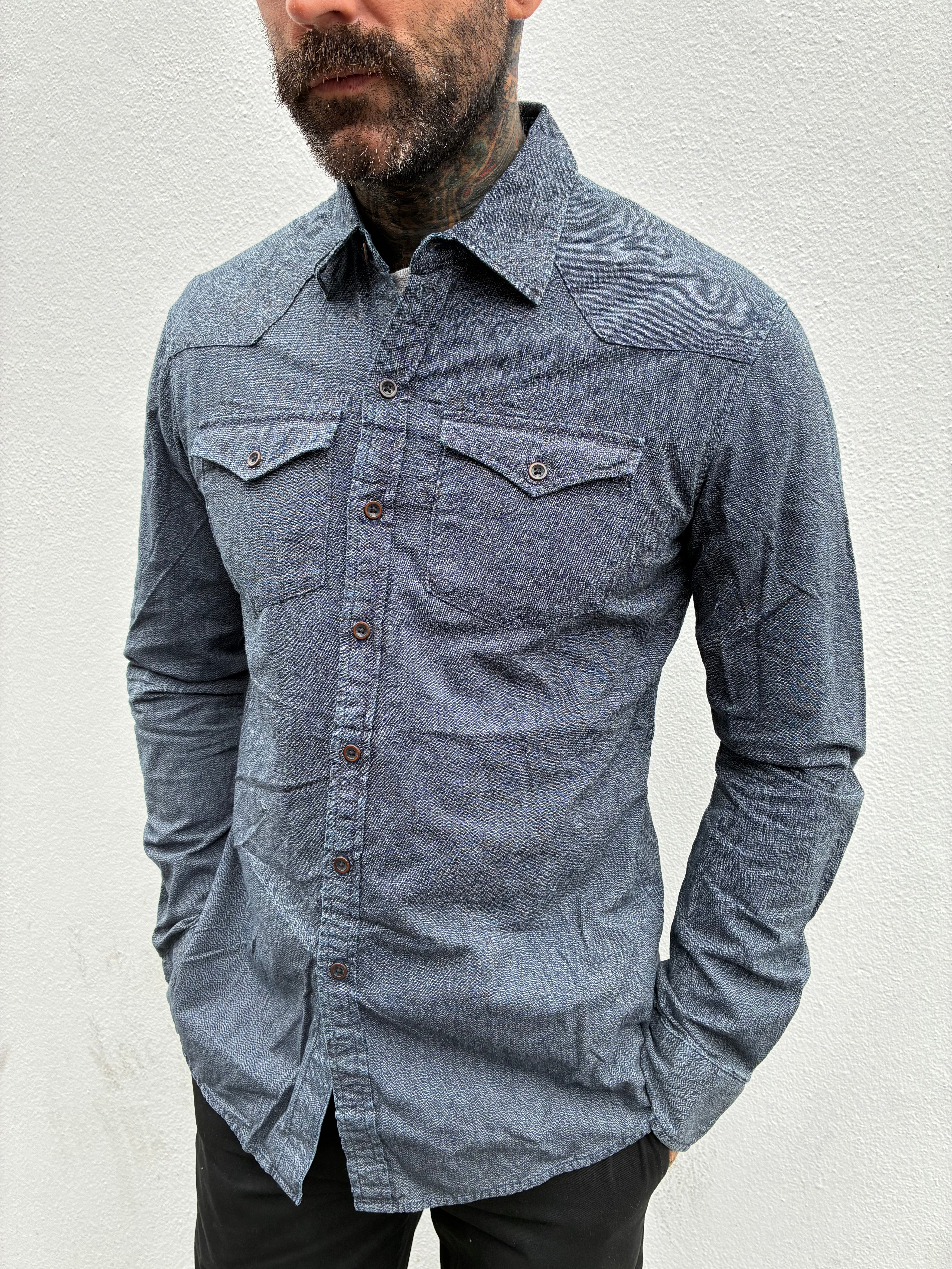 Western Shirt - Indigo Twist