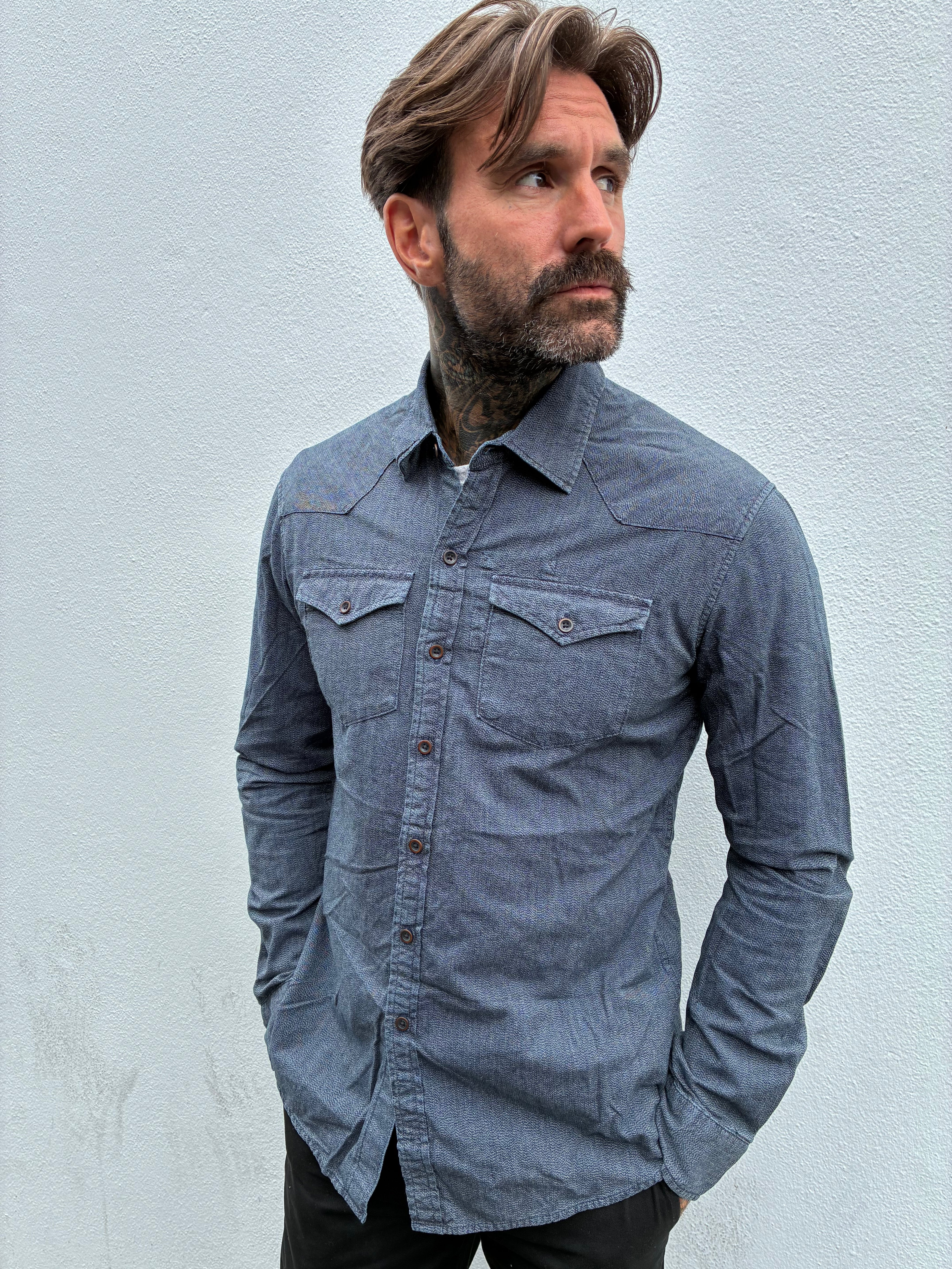 Western Shirt - Indigo Twist