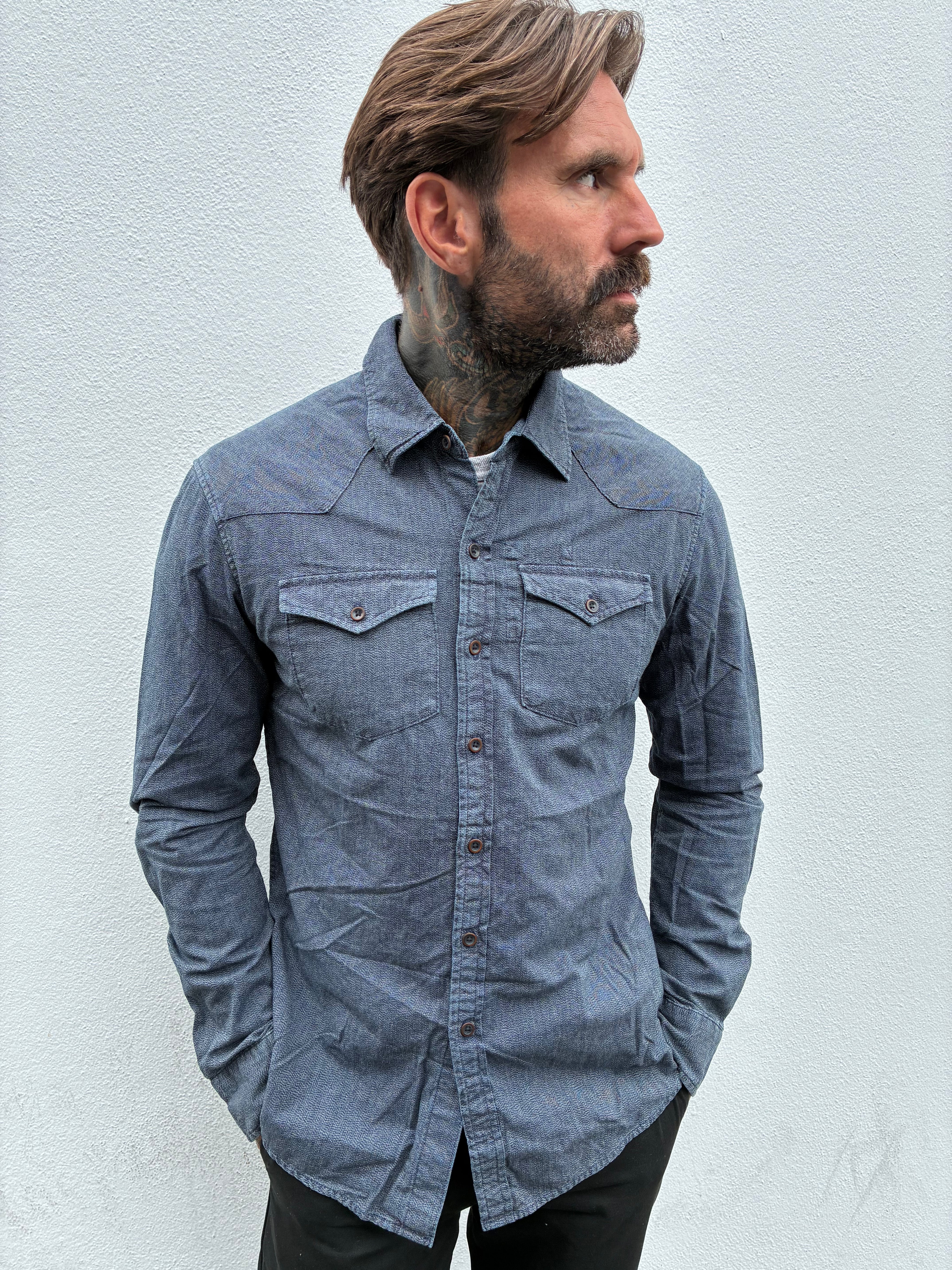 Western Shirt - Indigo Twist