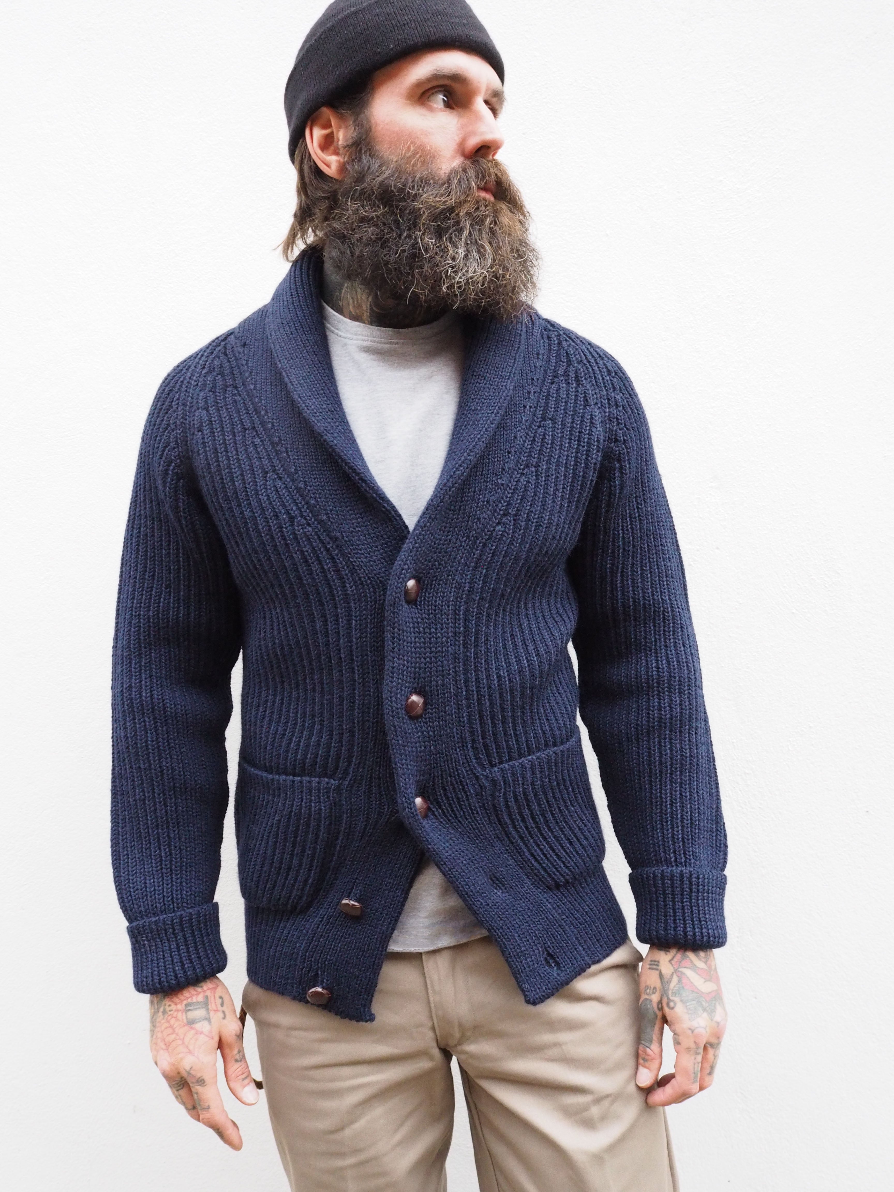 Shawl Collar Cardigan - Navy