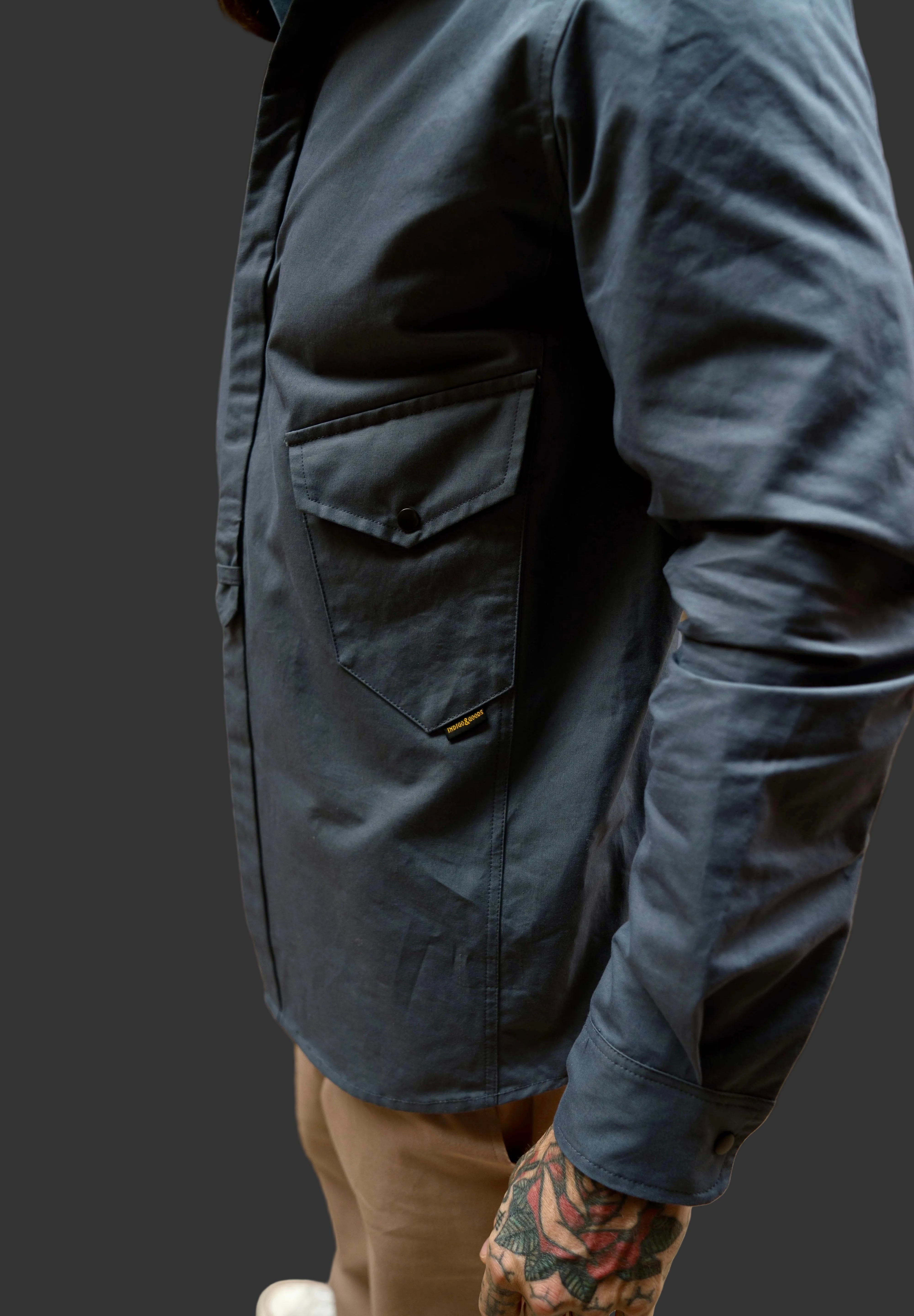 Drop Pocket Shirt - MidWeight Cotton - Slate Grey