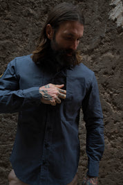 English Terrace Overshirt - HEAVY WEATHERED COTTON - Slate Grey