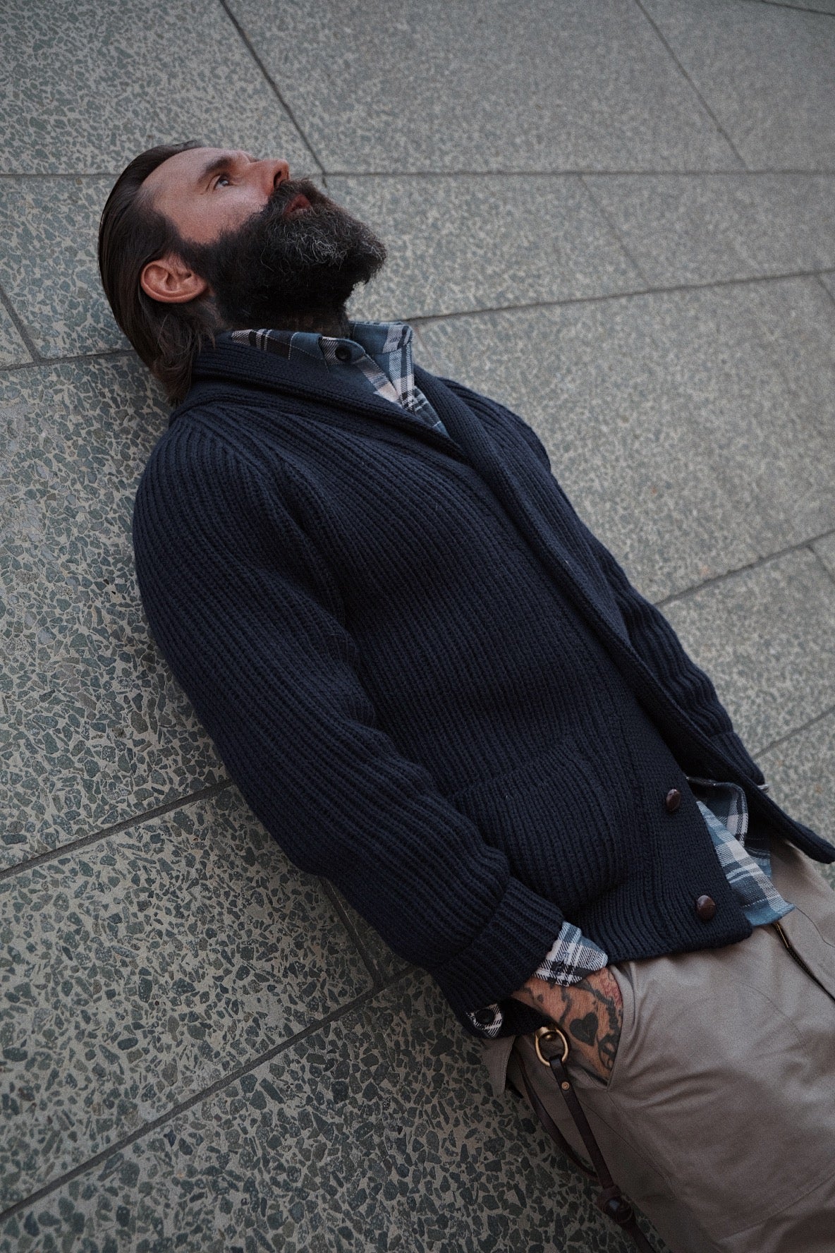 Shawl Collar Cardigan - Navy