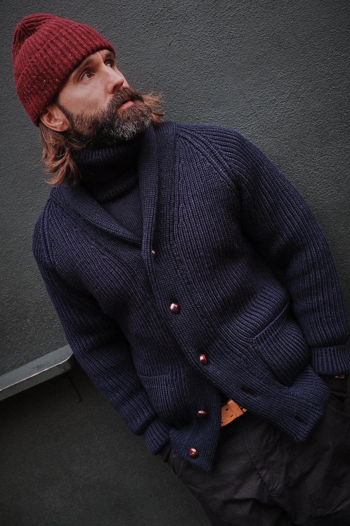 Shawl Collar Cardigan - Navy