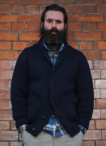 Shawl Collar Cardigan - Navy