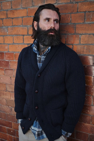 Shawl Collar Cardigan - Navy