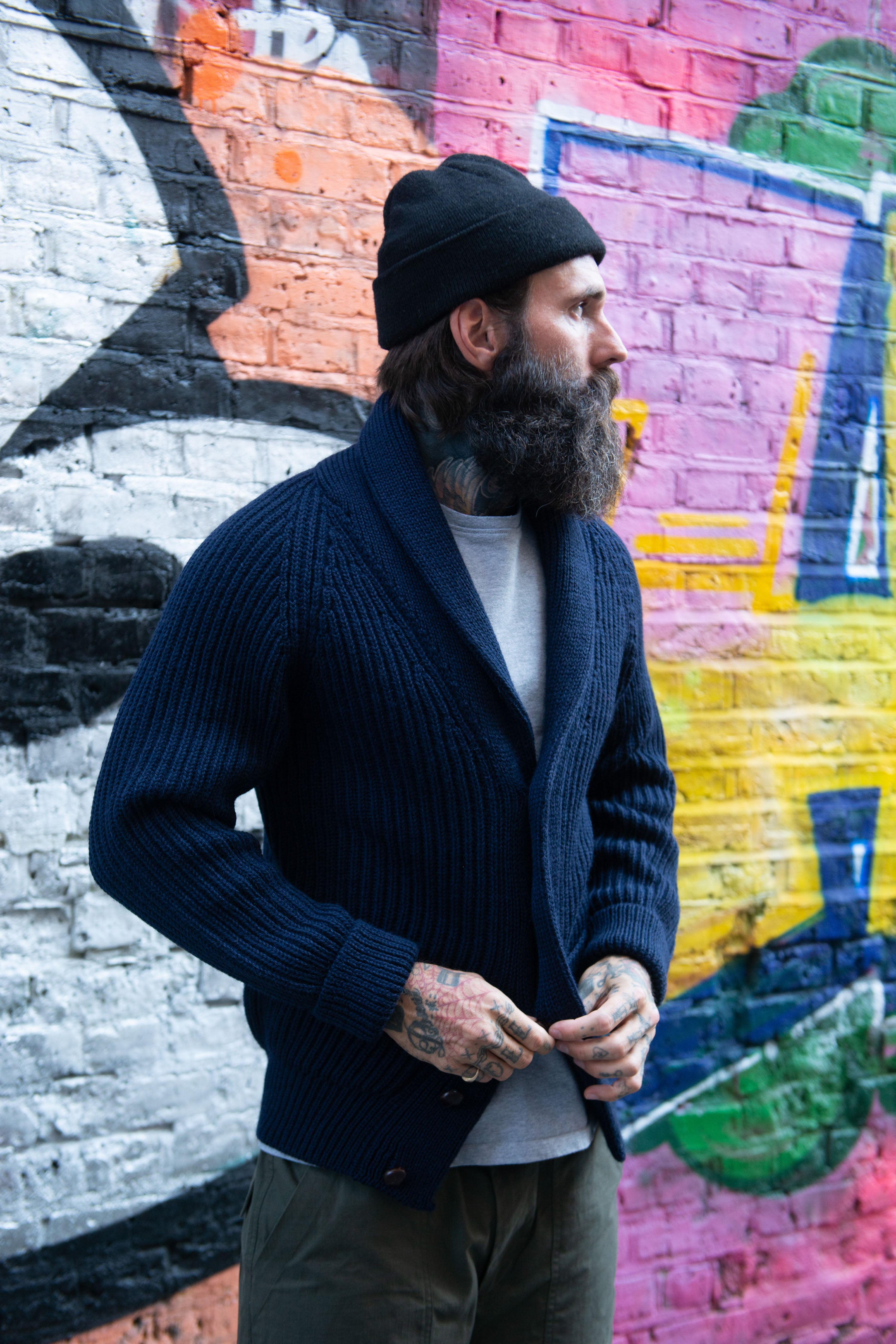Shawl Collar Cardigan - Navy