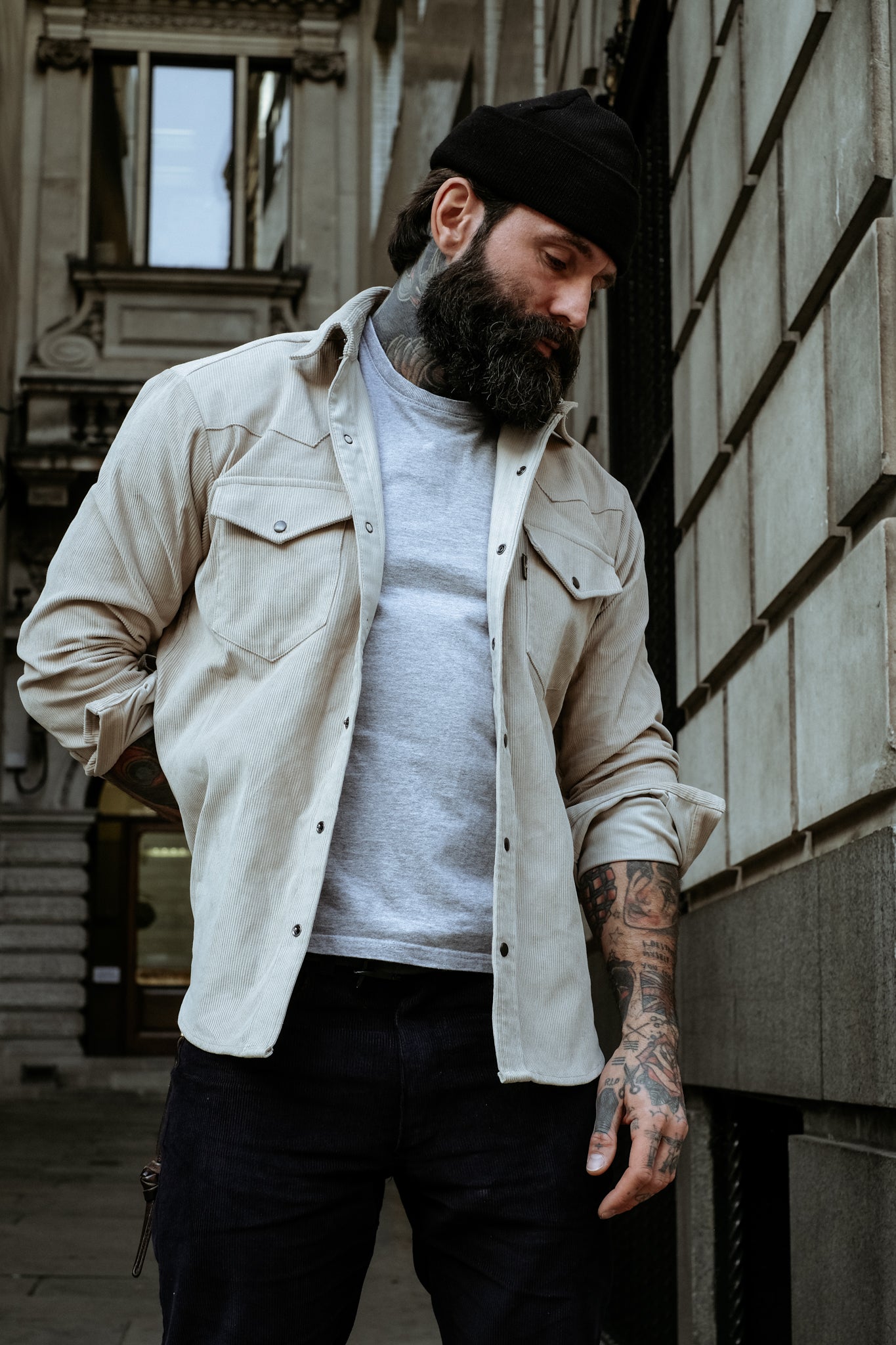 Western Shirt - Heavy Corduroy - Stone