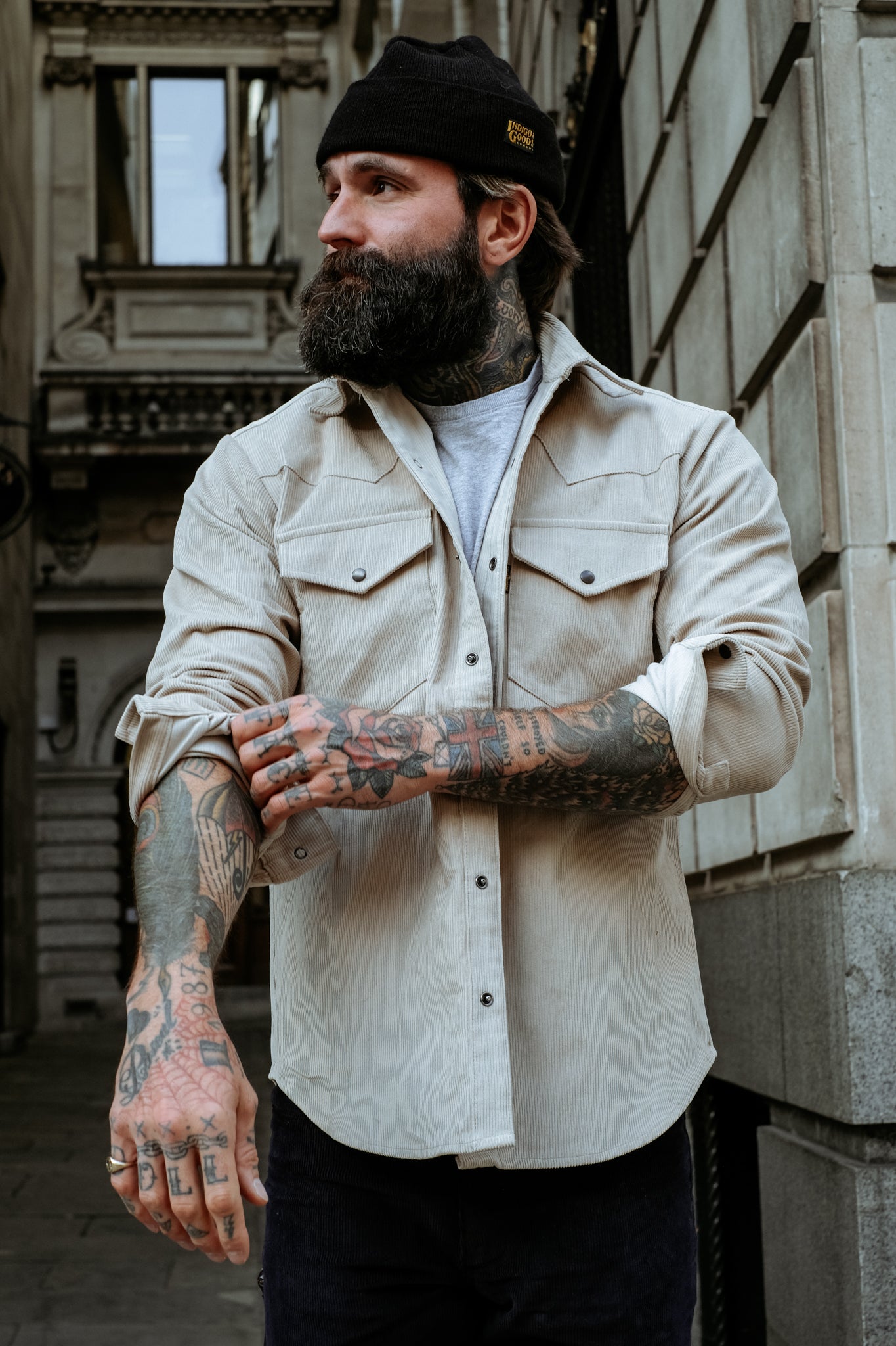 Western Shirt - Heavy Corduroy - Stone