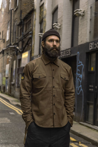 English Prison Patch Long Sleeve shirt - Khaki Twill