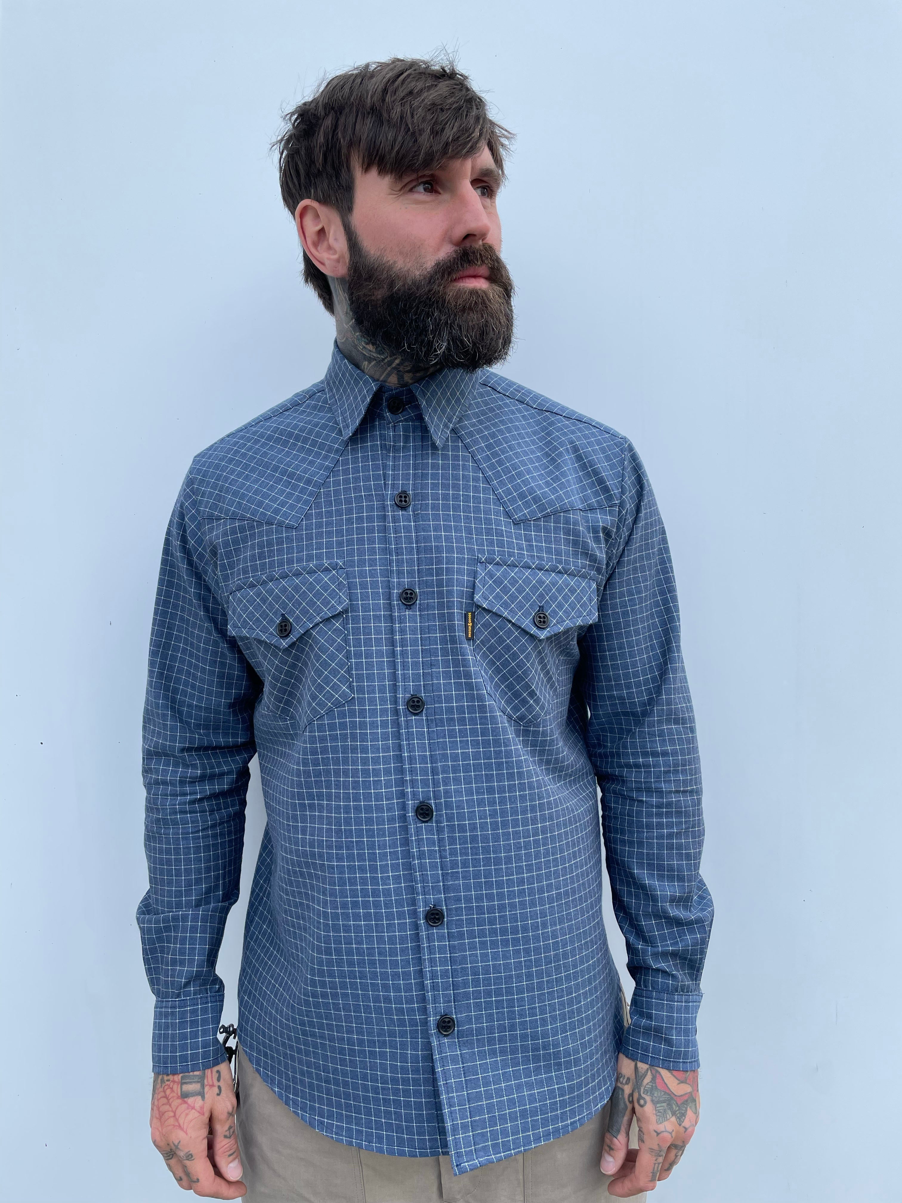 Western Shirt - Tattersall Check Blue
