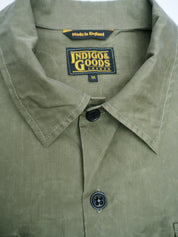 English Prison Patch Long Sleeve shirt - Light Olive herringbone