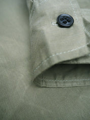 English Prison Patch Long Sleeve shirt - Light Olive herringbone