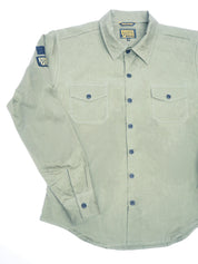 English Prison Patch Long Sleeve shirt - Light Olive herringbone
